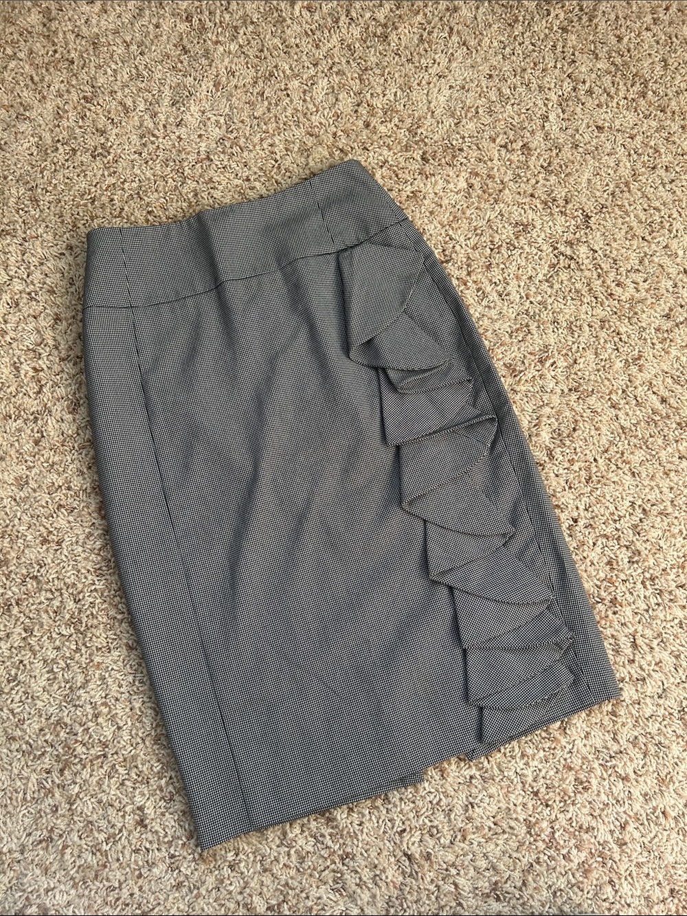 Express Gray Pencil Skirt with Side Ruffle